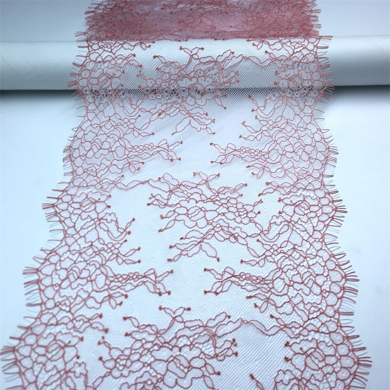 Fluorescent Pink  Eyelash Lace Trim Embroidery Lace Fabrics DIY Dress Sewing Accessories French Chantilly Lace for Needle Work