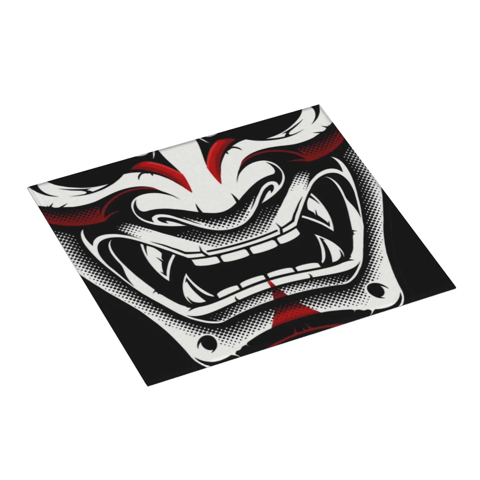 Red Okami Kitsune Kabuki Japanese Oni Demon Non Slip Kitchen Counter Protector Samurai Tattoo Bathroom Drying Mat For Kitchen