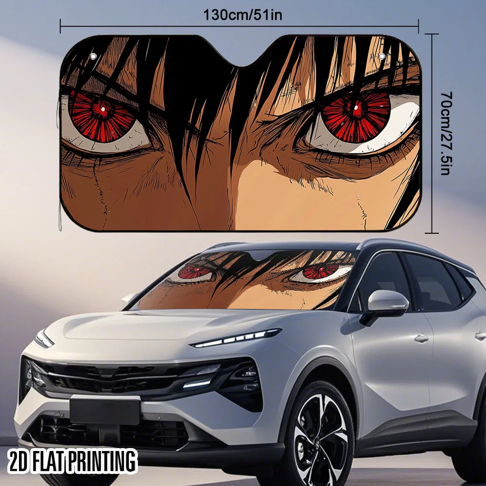 1pc 2D Flat Blood Pupil Eye Contact Design Car Sunshade - 4 Suction Cups Included, Foldable For Easy Storage, Keeps Car Cool, Fi