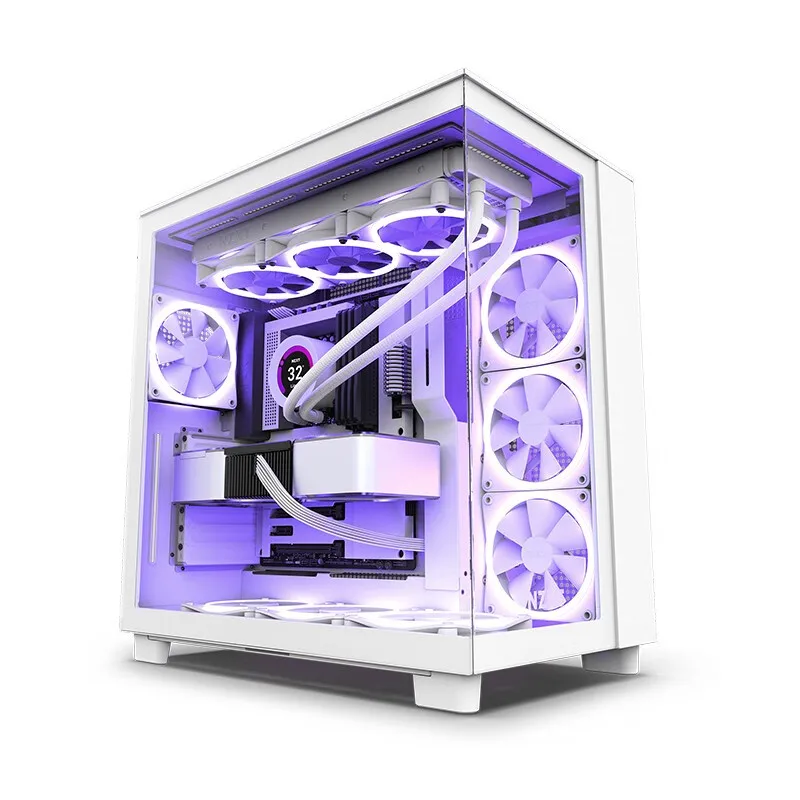 Imagem -02 - Flow Dual-chamber Mid-tower Airflow Case 360 ° Refrigerado a Água Quarto Vista Mar Painel Lateral de Vidro Temperado pc Gamer Nzxt-h9