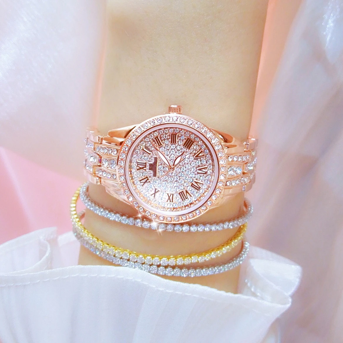 Watches For Woman BS Diamond Watch Silver Bracelet Analog Quartz Wristwatches Waterproof Luxury Brands Lady Clock Gifts