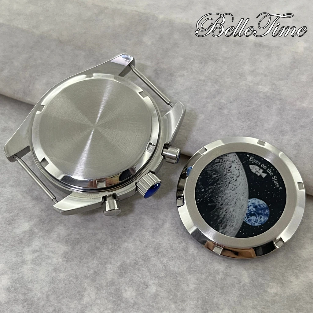 39.7mm Speedmaster Case Stainless Steel Moon Pattern/No Moon Pattern Watch Case Back For Omga VK63 Quartz Movement Accessories