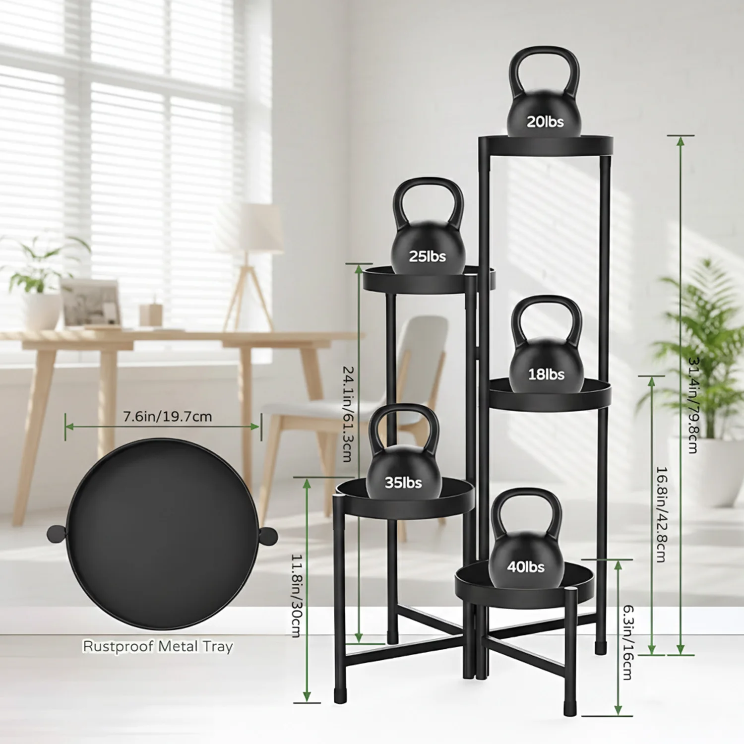 Mehrstöckiger Multifunktionaler Pflanzenständer, Blumentopfhalter, Robust und Verstellbar, Geeignet für Verschiedene Standorte wie Innenräume, Balkone und Gärten. – Detail 2