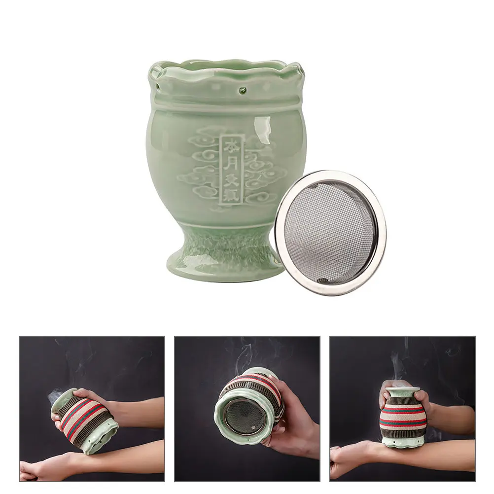 

Набор из 1 керамического прибора для моксотерапии: профессиональный многоразовый массажер-мокса, легкий аппарат для фумигации для облегчения боли в шее и теле