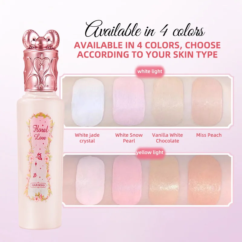 Corrector iluminador Hua Yin Ji, un aspecto rosa tierno de una chica de piel clara, maquillaje nude natural y un aspecto natural