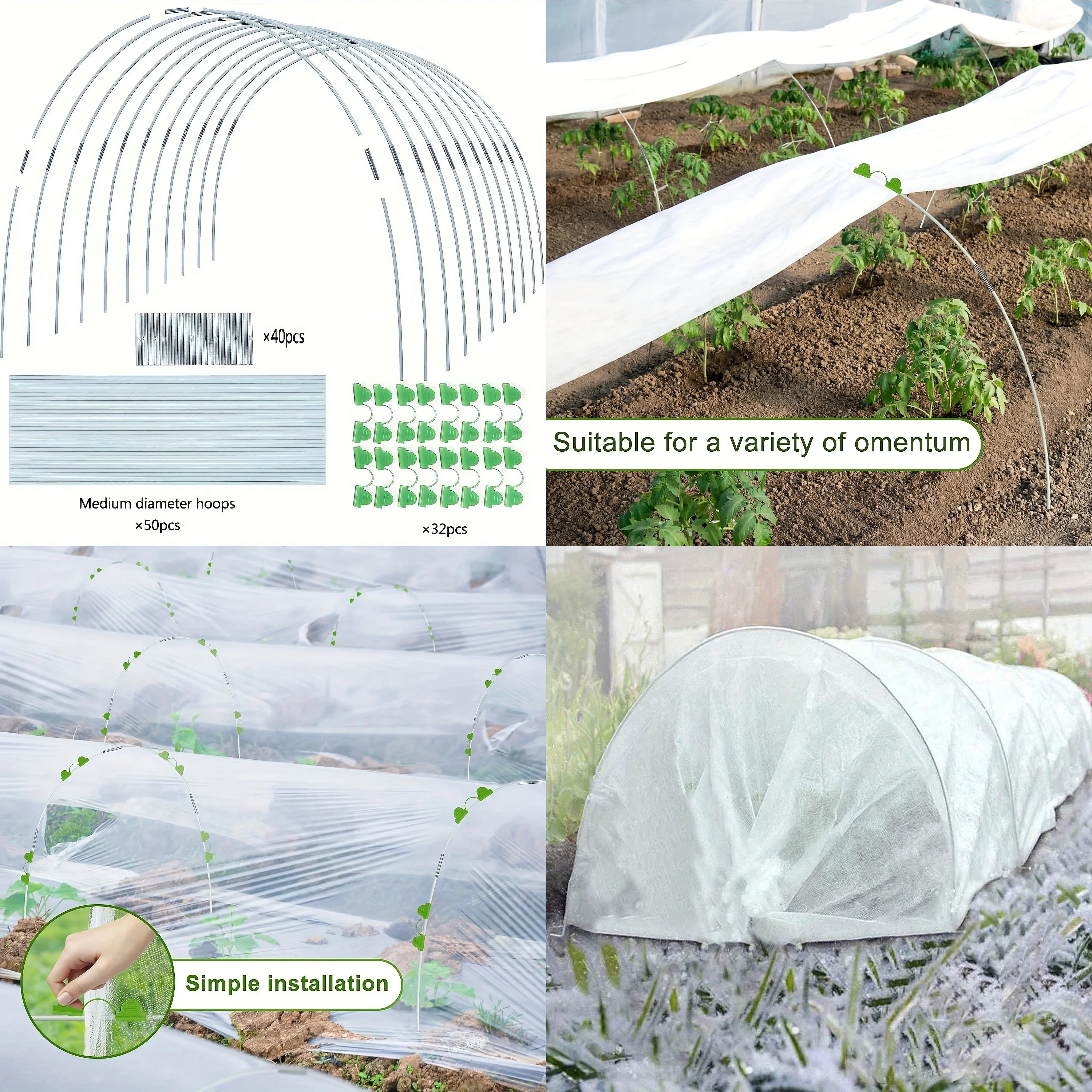 Greenhouse Hoops for DIY Plant Tunnels Rust Resistant Fiberglass Garden Stakes