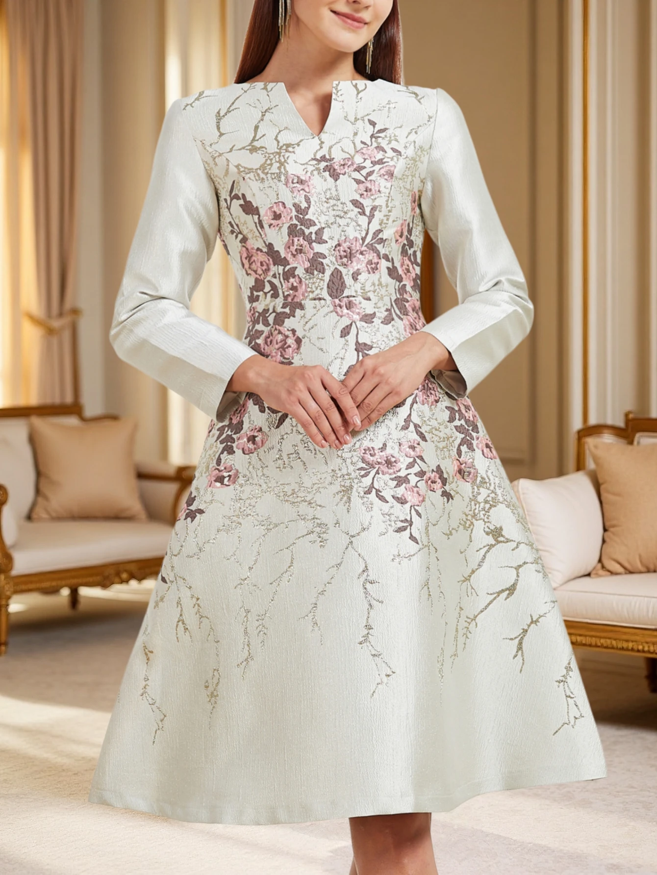 Otoño/Invierno nuevo estilo Retro elegante vestido Jacquard-vestidos de fiesta para mujer vestidos de halloween para mujer