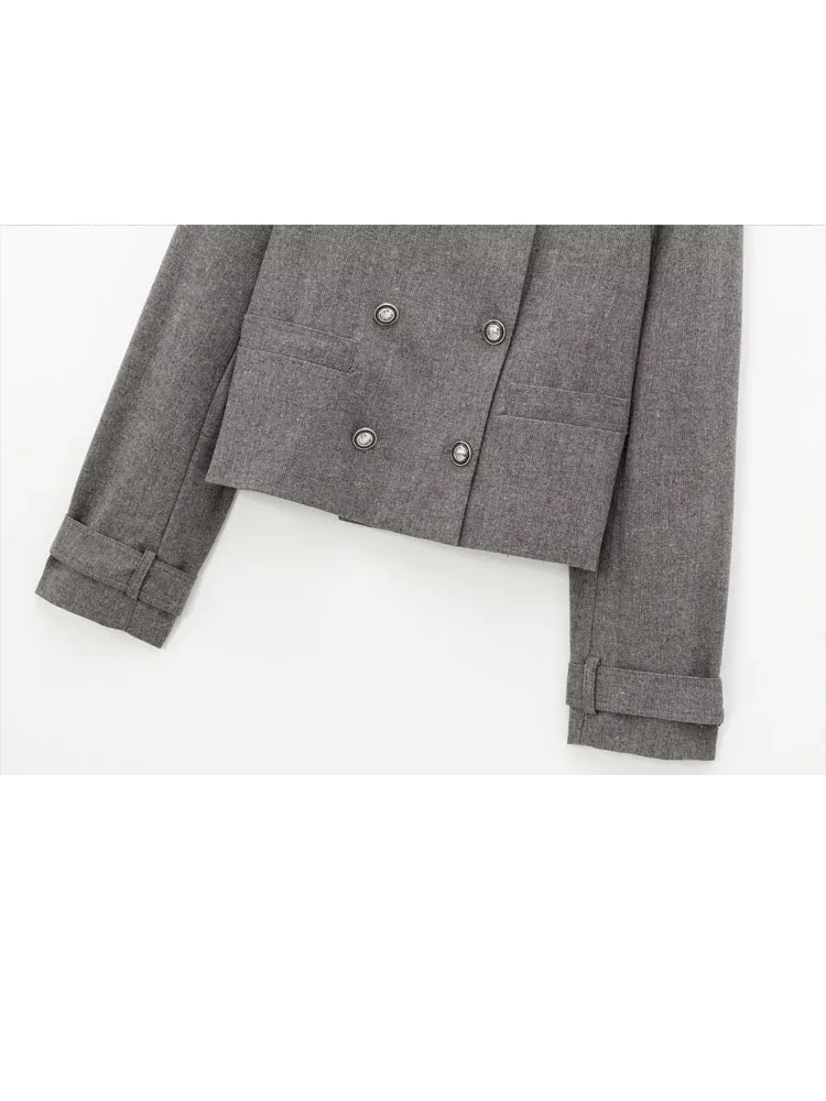 TRAFZA Damen-Rock, 2-teiliges Set, weiblich, neue Modeserie, einreihige Wollmischung, Jacke + eleganter, schlanker Reißverschluss, breiter Saum, Faltenrock