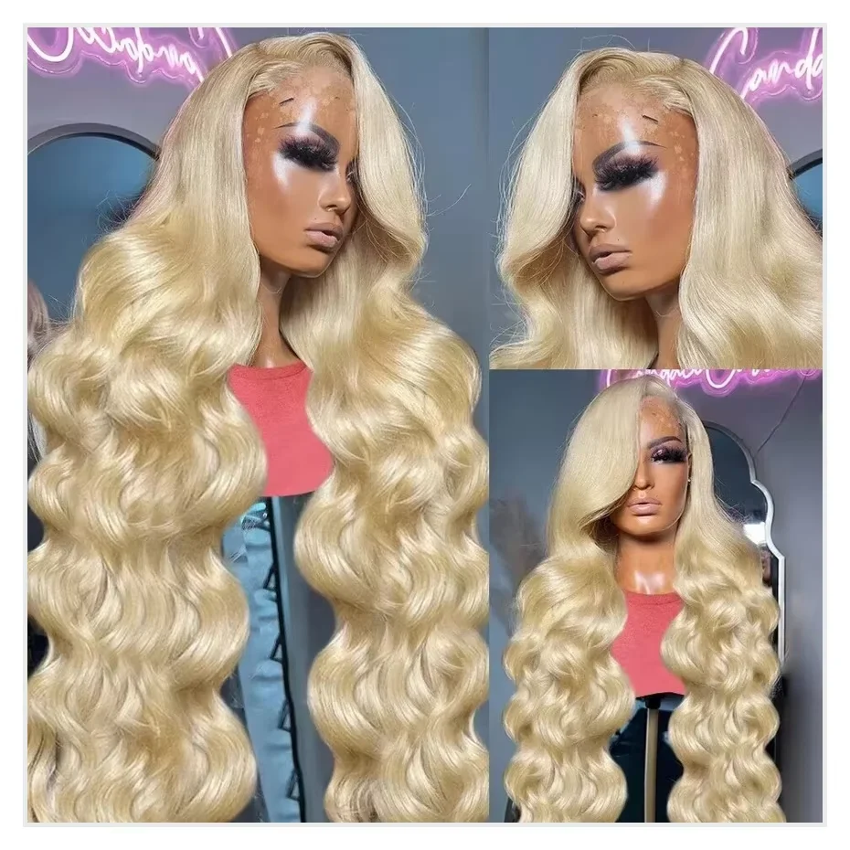13X6 Lace Front Wig Human Hair 180 Density Body Wave Blonde Lace Front Wigs Human Hair 28 Inch Full & Thick 613 HD Transparent Lace Frontal Wig Pre Plucked With Baby Hair For Women