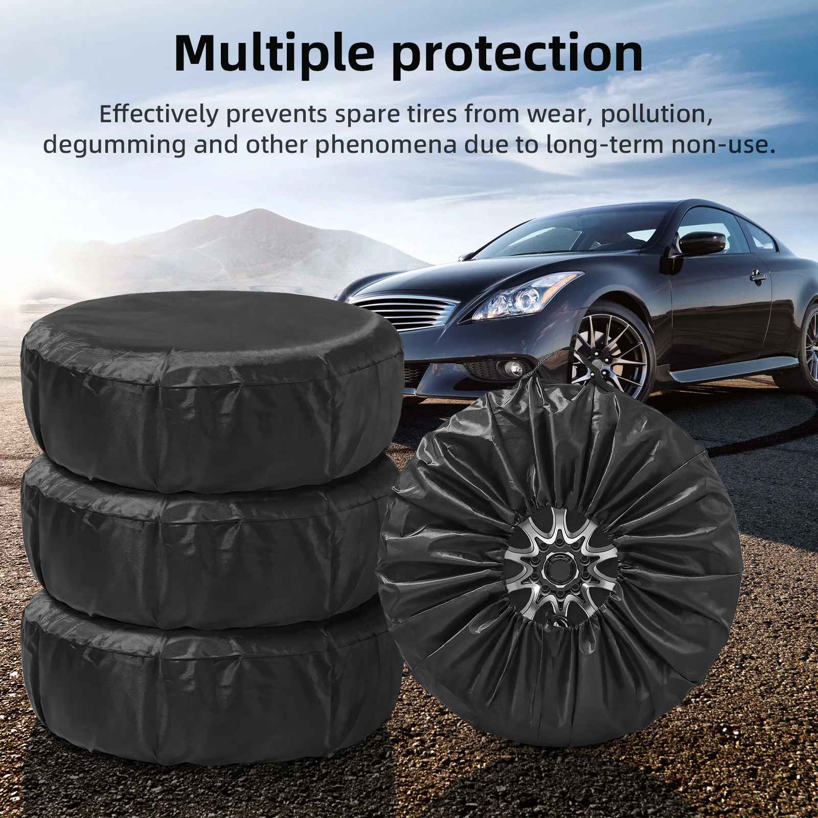 1/2/4 Stück Auto-Reifenabdeckung, Ersatzreifen-Abdeckung, Aufbewahrungstaschen aus Polyester, Fahrzeugrad-Reifenschutz, staubdichter Schutz – Detail 12