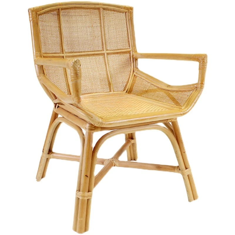 Rattan Chair B & B Tea House Leisure Chair Natural Indonesian Rattan Creative Backrest Armchair Home Dining