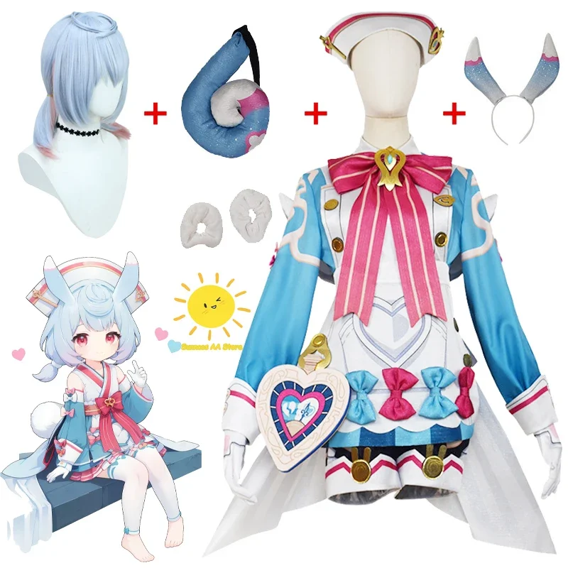 Game Sigewinne Cosplay Genshin Impact Cosplay Costumes Sigewinne Blue Dress Gloves Wig Halloween Carnival Party Cos Adult Women