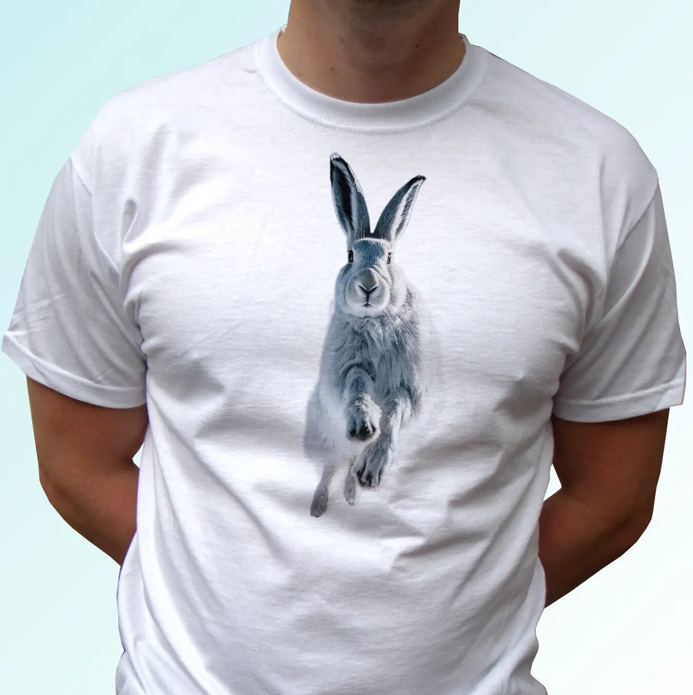 

White Hare t shirt rabbit top snow bunny levere gift mens womens kids baby sizes