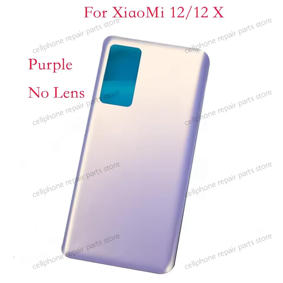 الغطاء الخلفي الزجاجي لXiaomi 12 غطاء البطارية الإسكان حالات الباب لXiaomi mi12 الغطاء الخلفي مع عدسة الكاميرا والملصق