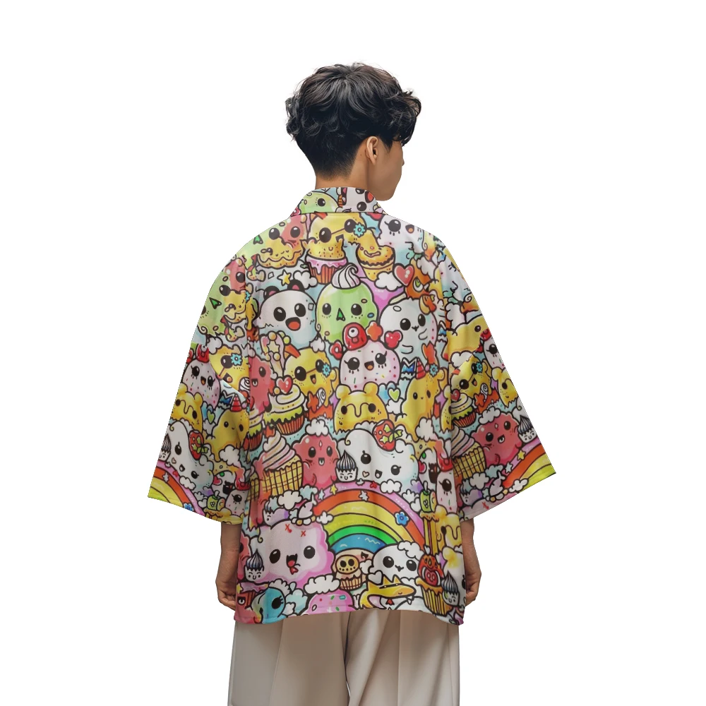 Classic Chinese Style Design Sense of National Tide Dragon Anime Taoist Robe Men's Fashion Casual Kimono Men's Tops