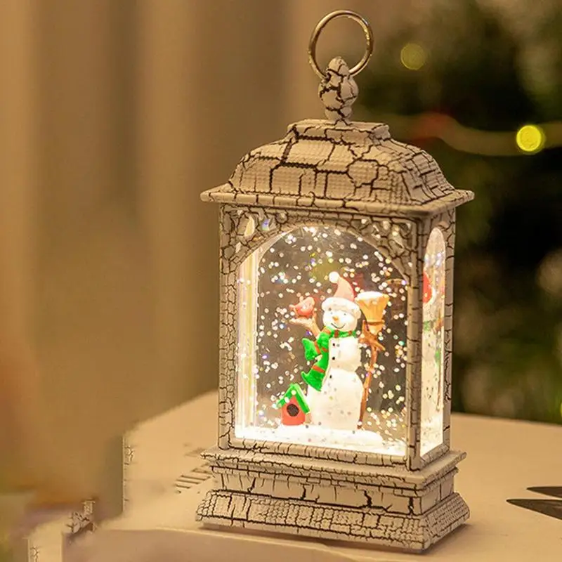 LED Christmas Night light Christmas Snow Globe Lantern Decorative Table Lantern Holiday Lantern for Home Decoration Festive