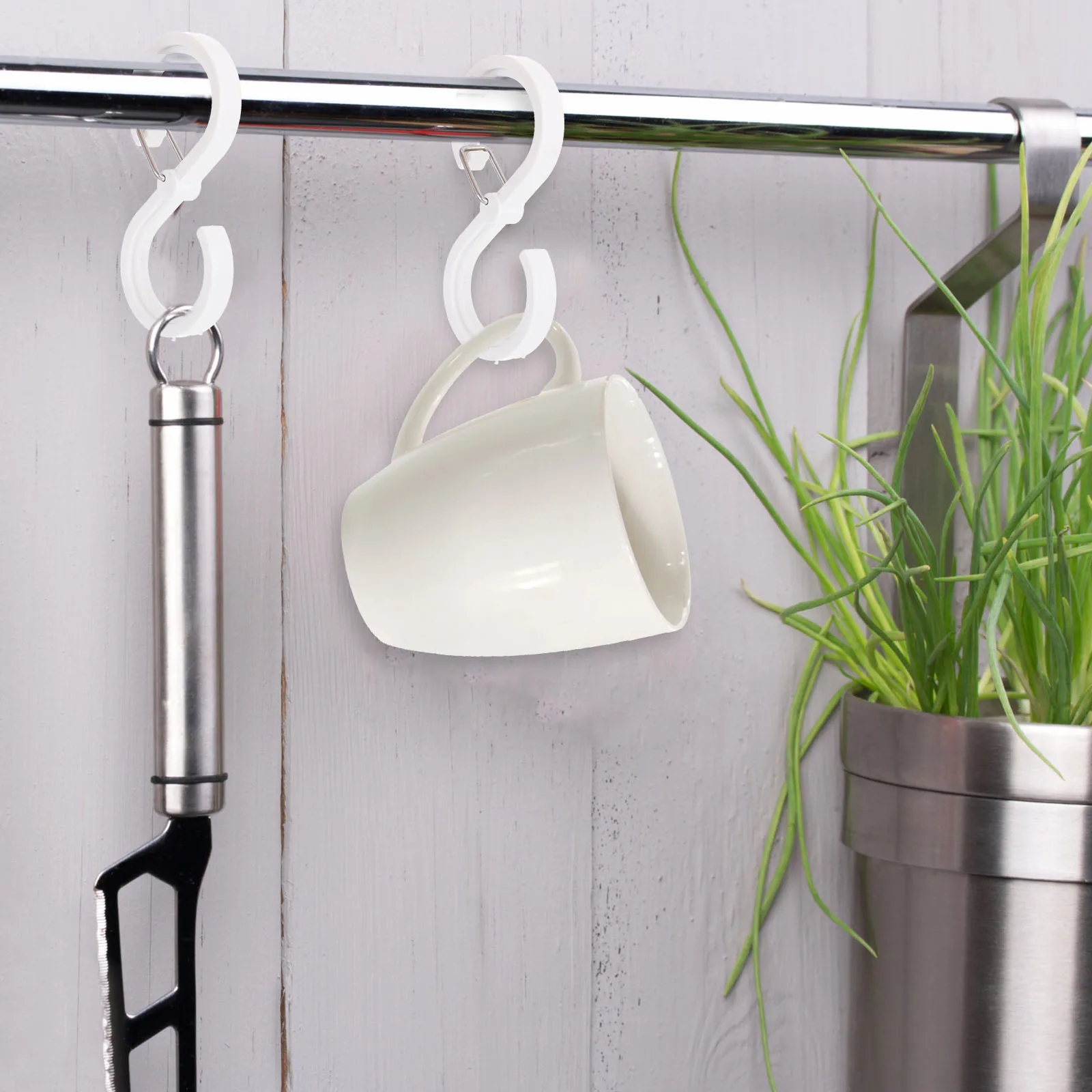 

8pcs S Hooks Heavy Duty Plastic Hanging Hooks Strong Kitchen Utensils Apron Spoon Organizers Easy Install