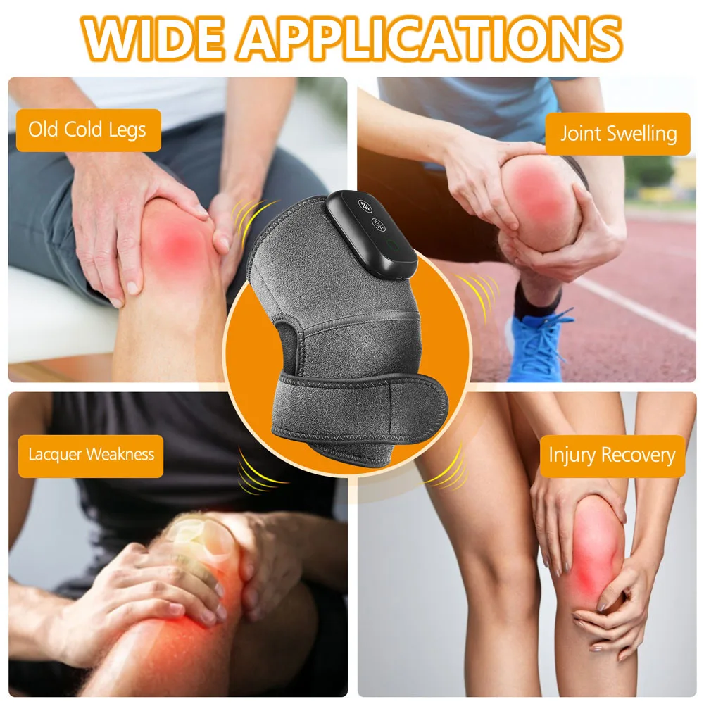 Heated Knee Massager for Joint Pain Relief Arthritis Meniscus Pain Electric Vibration Knee Brace Wrap 3 Adjustable Heat Patterns