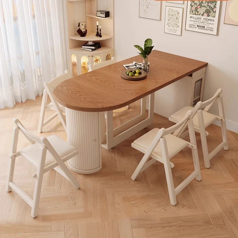 Dining tables integrated household dining room telescopic folding oval dining tables variable round table guide table
