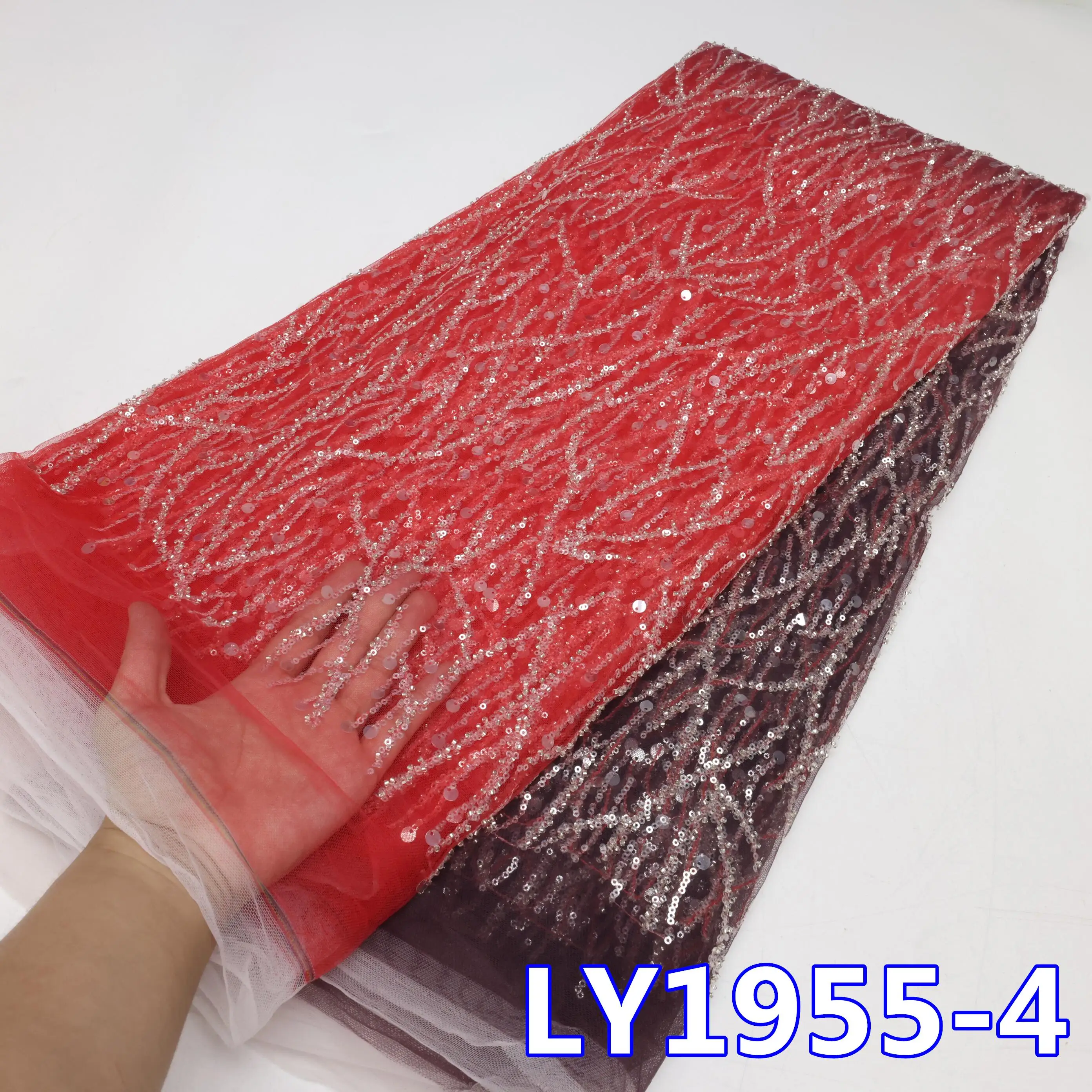 2024 High Quality French Mesh Lace Fabric African Nigerian Mesh Sequins Lace Net Lace For Women Wedding Party Dresses Sew