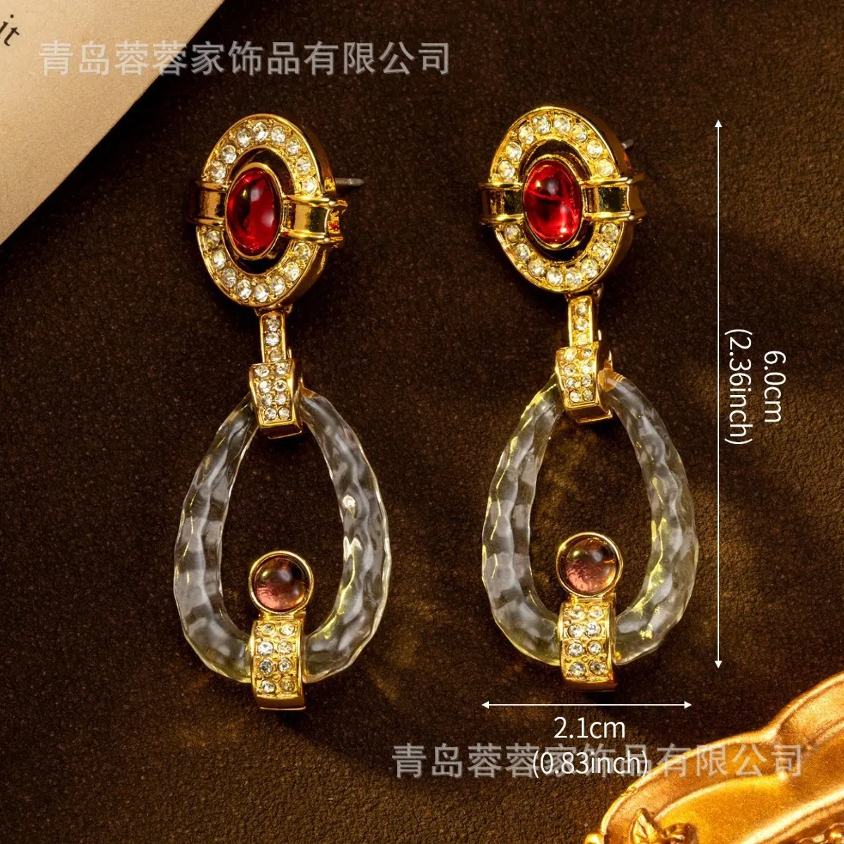 أقراط كلاسيكية متعددة الاستخدامات من الزجاج المتعثر مع أقراط الماس #2