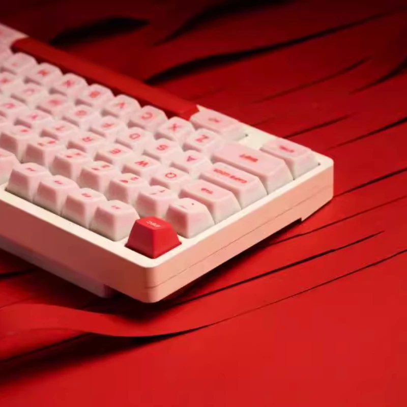 Strawberry Sweet Potato Keycaps SA Profile PBT Customized Pink Mechanical Keyboard Keycaps for Cross Pivot Mechanical Keyboards