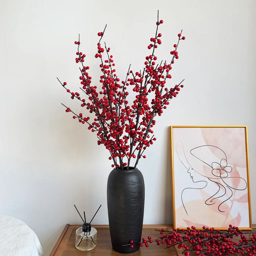 

1PCS Yard Decor Holly Little Fruit Artificial Plants Plastic Berries DIY Fake Flowers Red Berries Red Berry Plant New Year