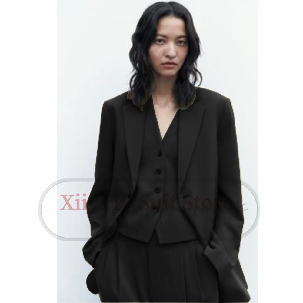 Women Winter Suits Three Piece Women\'s Suit Solid Color Casual Business Single Breasted Suit Chic and Elegant Woman Set Pieces