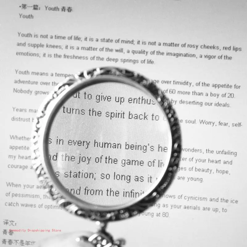 Necklace Magnifier Pocket Glass Pendant Necklace Chain Reading Magnifier Loupe for Maps Crafts Repair Hobby