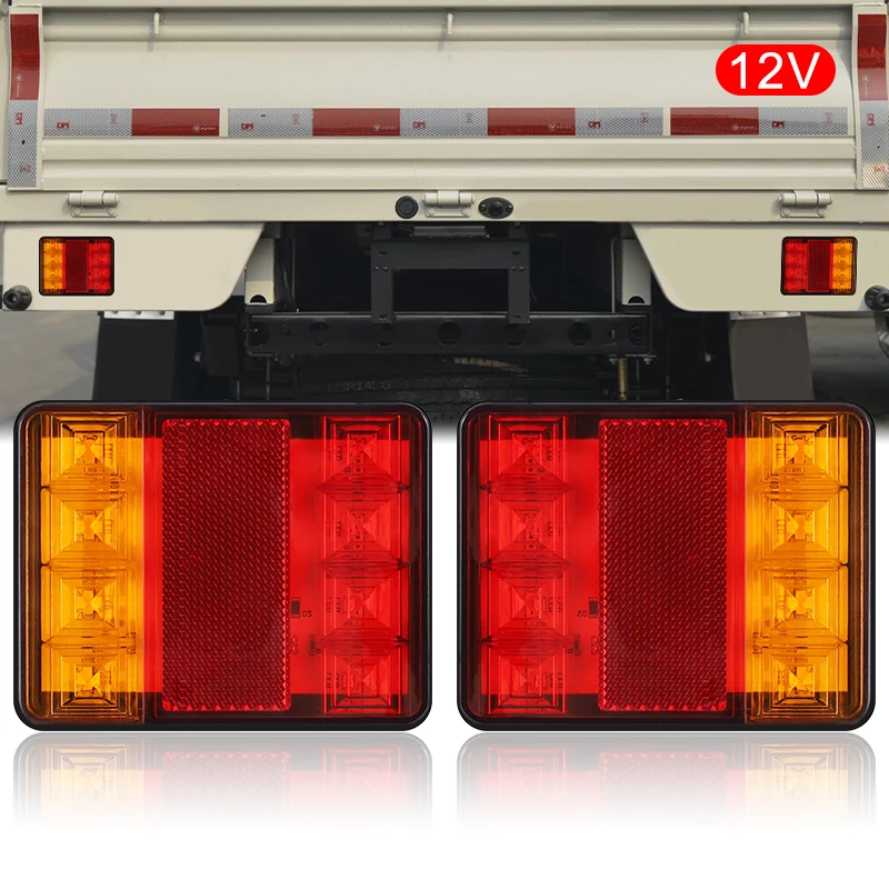 Luces traseras LED superbrillantes de 8LED, lámpara de marcha atrás/parada/niebla/lámpara de señal de giro para camión, remolque, caravana, pastilla de autobús, 12V