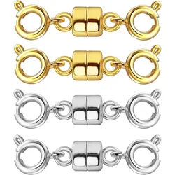 Double Magnetic Necklace Clasps and Closures 14K Gold and Silver Bracelet Extender Jewelry Clasps Converters for Jewelry Making
