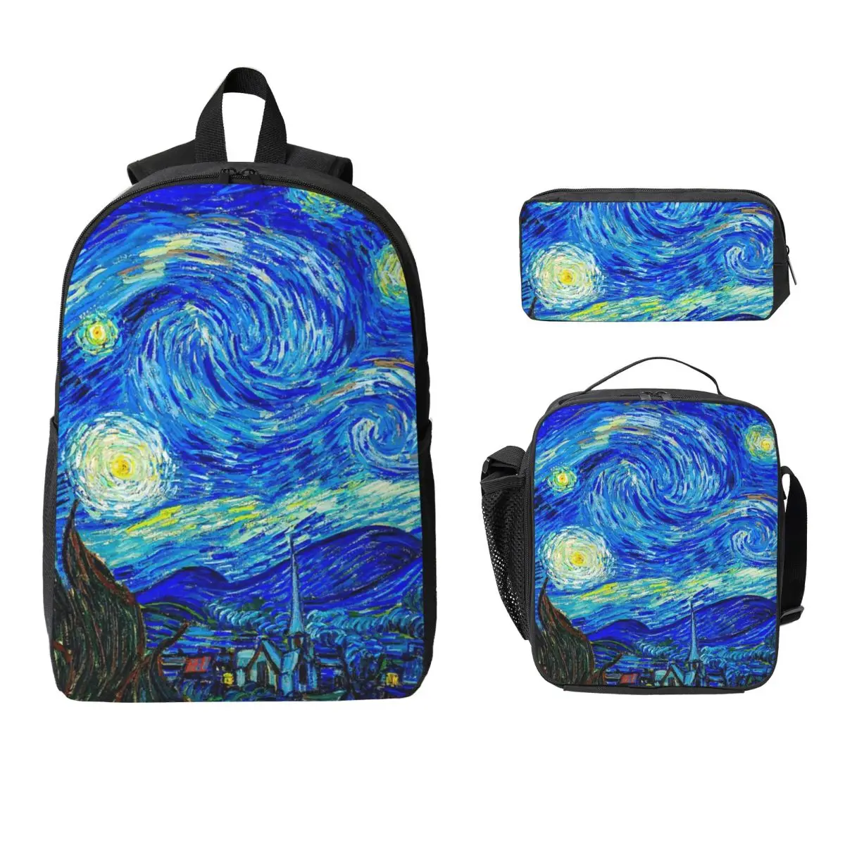 

Starlight Night Van Gogh Backpack Student Boys Girls BookBag School Bag Laptop Shoulder Bags 3ps Insulated Lunch Bag Pencil Case