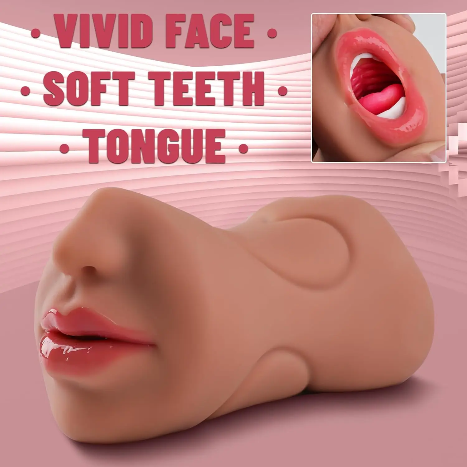 3in1 Band teeth mouth vagina anal plug male masturbator cup deep throat silicone dildo moves masturbation pleasure toys for men