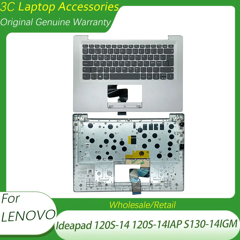 

New Laptop Case For Lenovo Ideapad 120S-14 120S-14IAP S130-14IGM Palmrest Upper Top Cover With Keyboard European Version Silvery