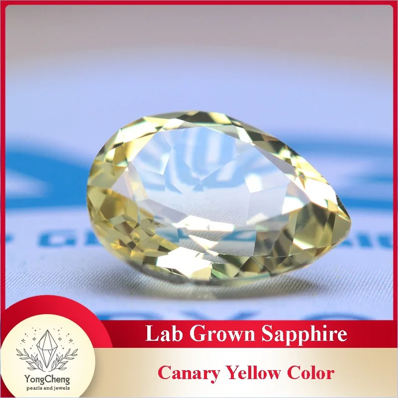 

Lab Grown Sapphire Pear Shaped Canary Yellow VVS1 Charms DIY Ring Necklace Earrings Main Materials Selectable AGL Certificate