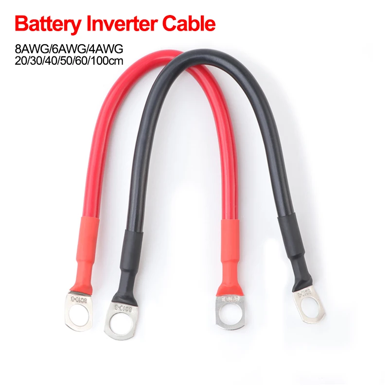 Battery Inverter Cable Set 8AWG 6AWG 4AWG with M8 SC Terminal RV Pure Copper Core Wire Battery Connection Cables