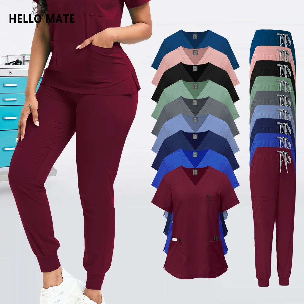 

Multiple Pockets Jogger Suit Medical Scrub Set for Women Men Clinical Surgical Uniform Hospital Dental Workwear Nursing Articles
