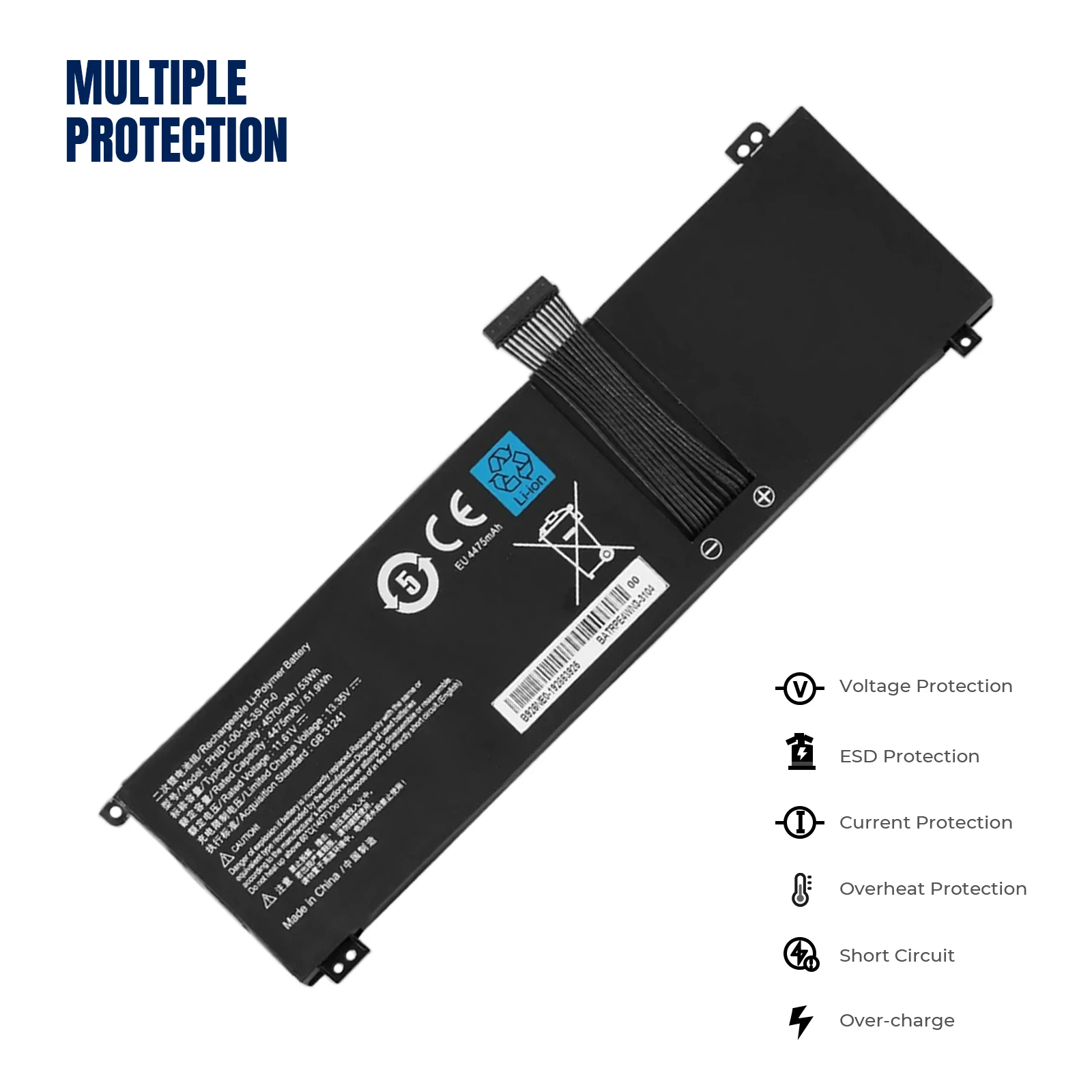 Imagem -02 - Yoofan-bateria do Portátil para Microsoft f1 Schenker Visão 14 Adata Xpg Xenia 14 Series 4570mah 11.61v 53wh Phid100153s1p-0