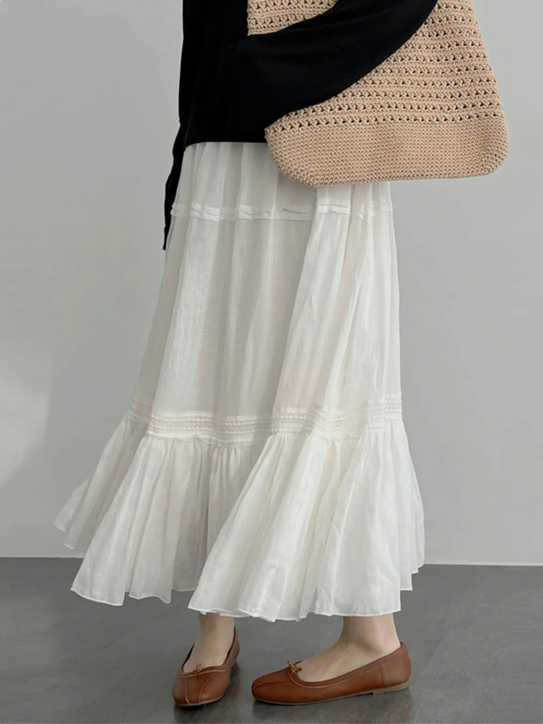 

Рекомендуемый Ревущий! Ele Белая льняная юбка-миди трапециевидной формы, расклешенная сказочная футболка, летние однотонные юбки для поездок на работу