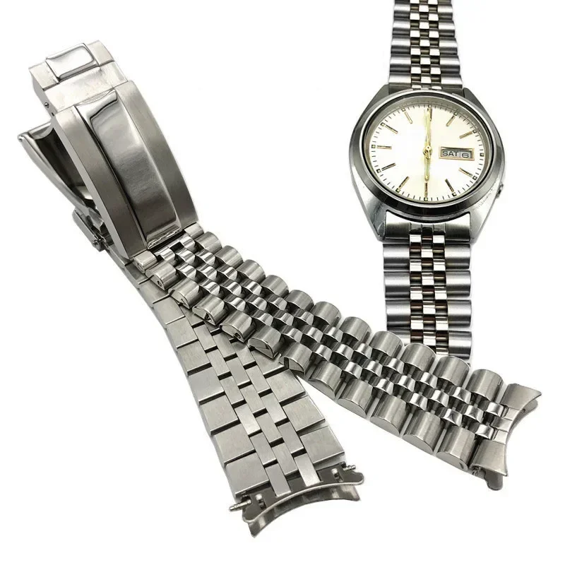 Cinturini per orologi Bracciale stile ostrica in argento acciaio inossidabile 904 Cinturino da 19 mm per SEIKO 5 (SNXS73 75 77 79 80 81 SNFF05 SNXG47) J1/K1