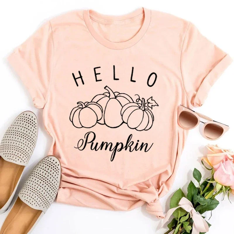 

Pumpkin Shirt Thanksgiving Graphic T Shirts Vintage Cute Pumpkin Women Clothes Halloween Tshirt Tops Harajuku m