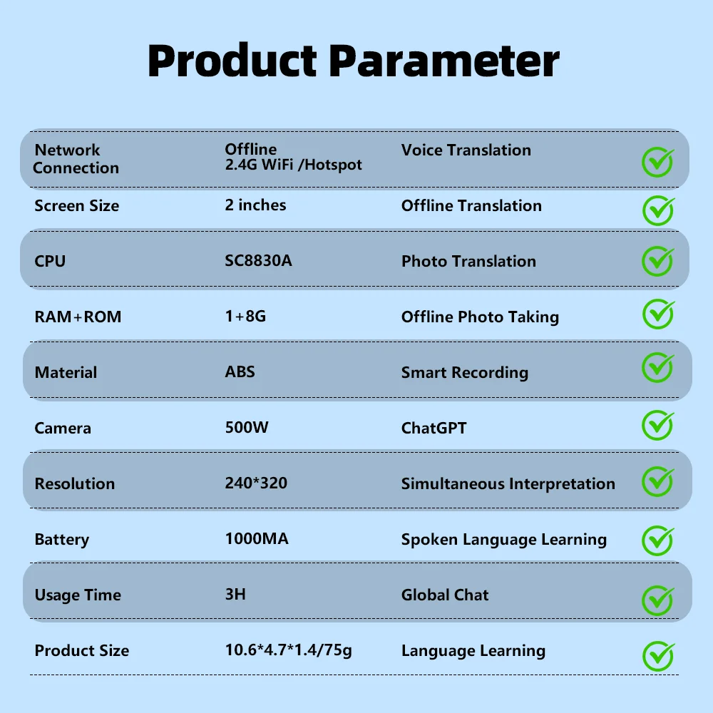 مترجم MSAI T20 160 لغة مع كاميرا في الوقت الحقيقي صوت صوتي صور عبر الإنترنت جهاز ترجمة غير متصل مساعد السفر #3