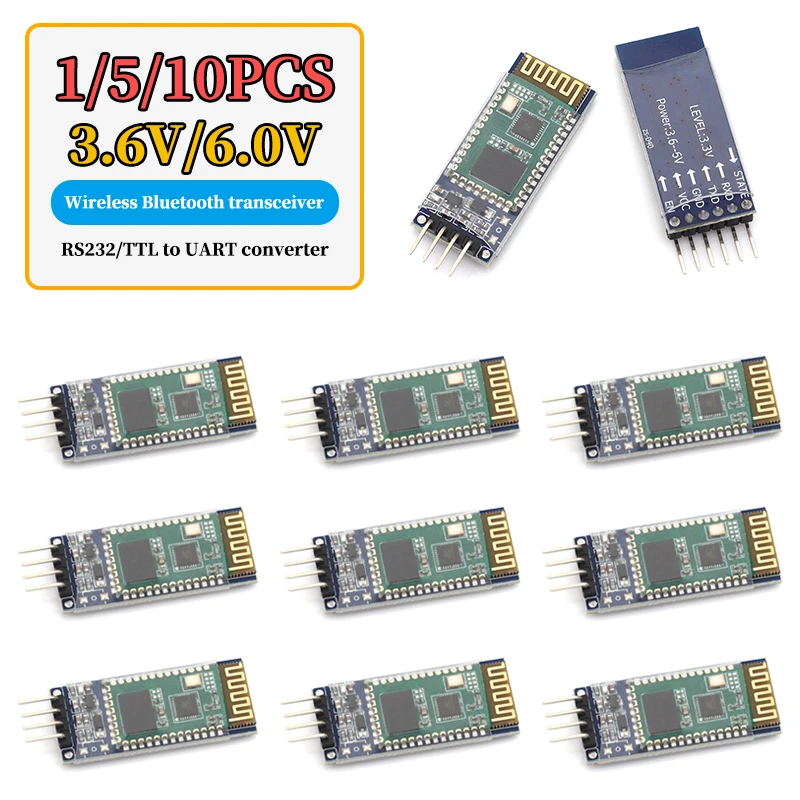 1/5/10 قطعة جديد HC-05 HC 05 hc-06 HC 06 RF سماعة لاسلكية تعمل بالبلوتوث جهاز الإرسال والاستقبال وحدة الرقيق RS232/TTL إلى UART محول ومحول