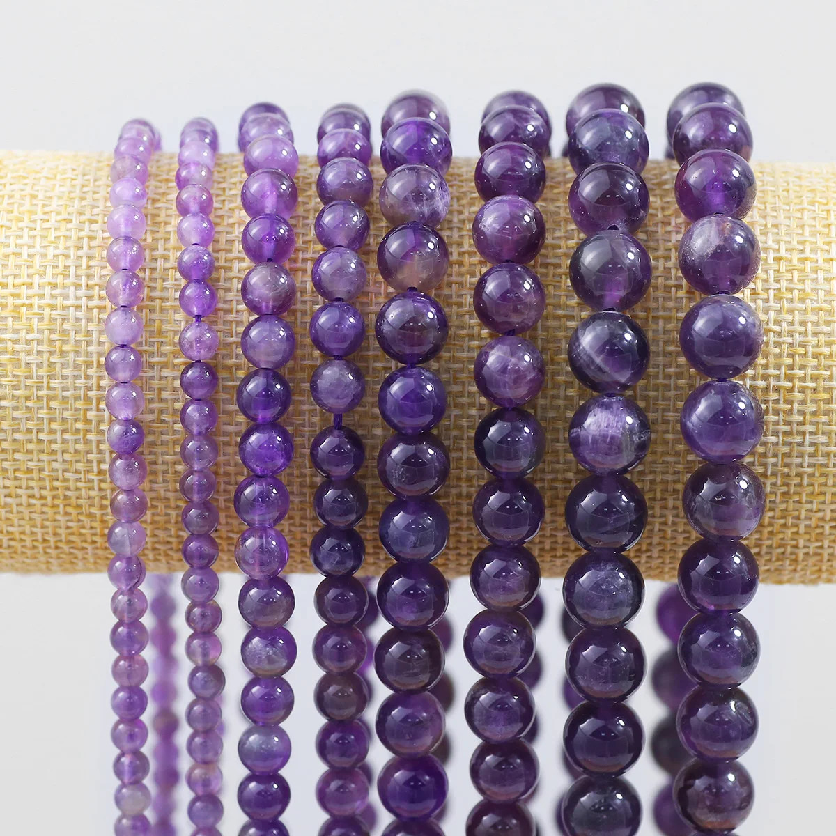 4/6/8/10mm Lila Glatte Amethyst Glas Trauben Lose Perlen für Schmuck Machen Perlen Armbänder DIY Halsketten Ohrringe Zubehör