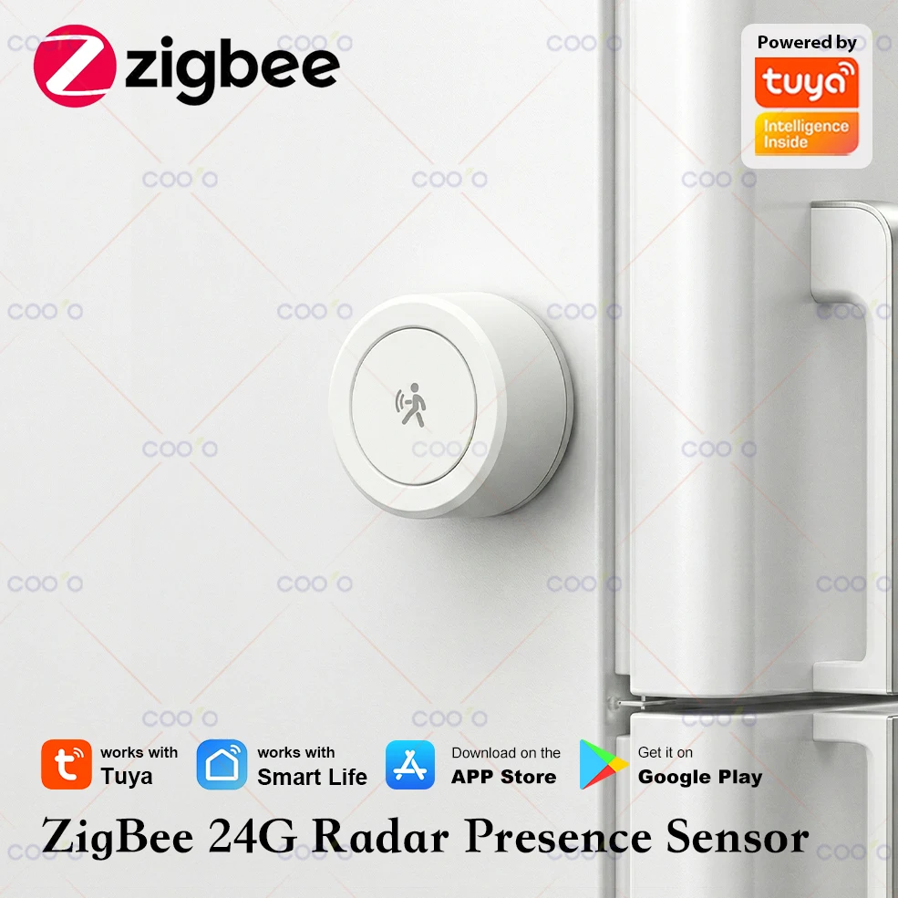 Détecteur de présence humaine Tuya ZigBee 24G MmWave Radar MINI avec plaque magnétique pour Smart Life (nécessite un hub)