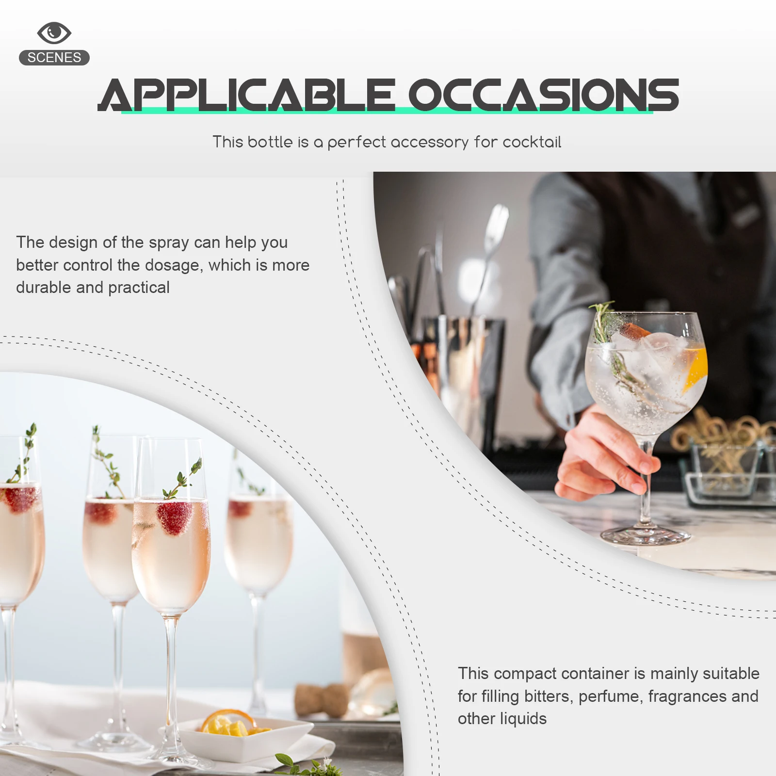 

3Pcs Portable Aluminum Spray Bottles Multi-Function Professional Atomizers Reusable Fragrance Cocktail Containers