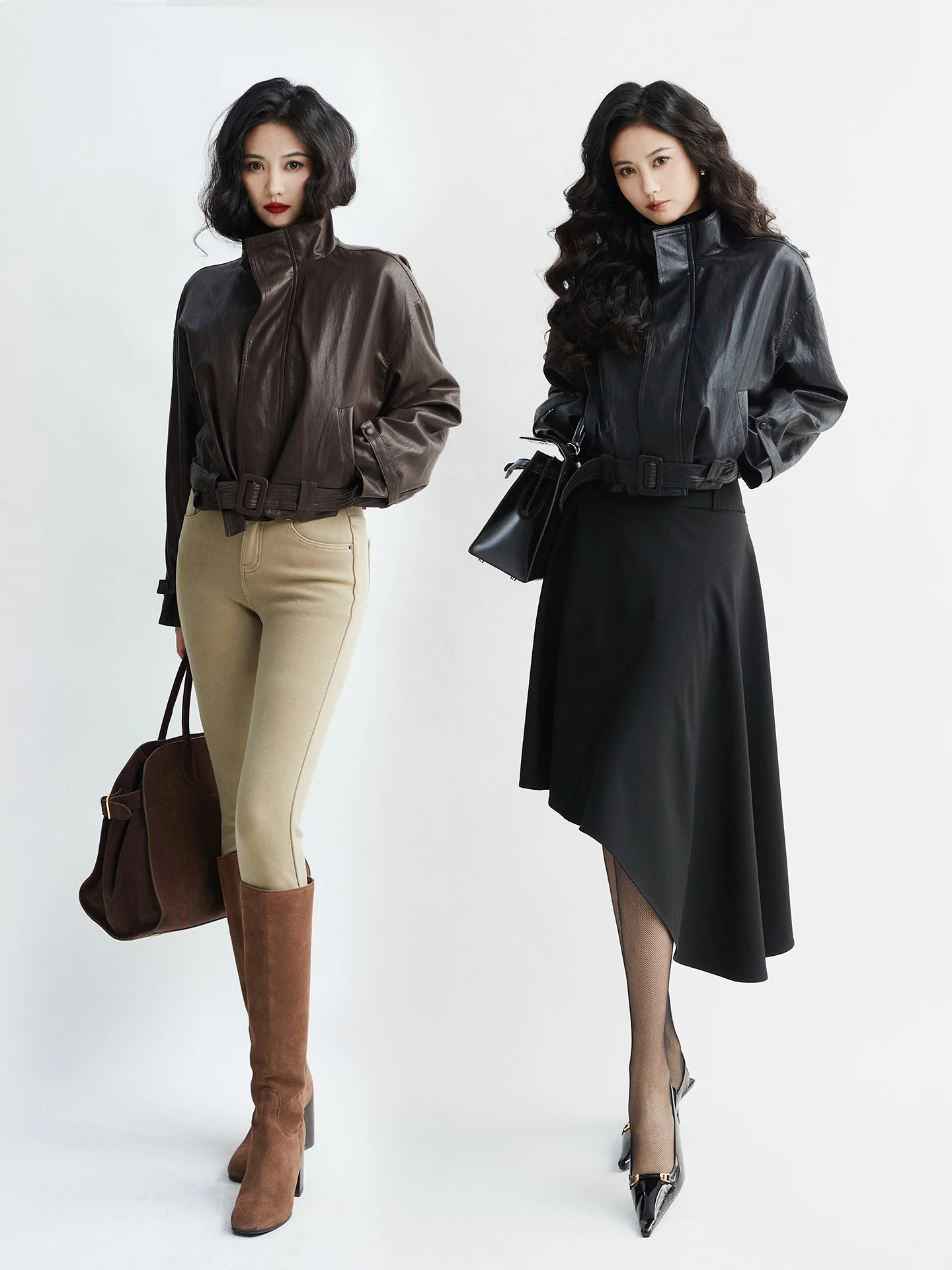 

Модная женская куртка TAIYANG OFFICE из искусственной кожи для ранней весны, в мотоциклетном стиле, с воротником-стойкой и молнией спереди