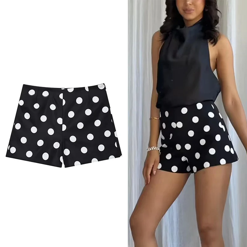 Women Fashion Polka Dot Printing Shorts Vintage High Waist Casual Loose Shorts Summer 2026 Female Holiday Short Pants