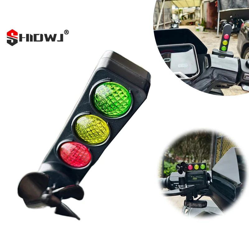 Cute LED Traffic Light-Inspired Bike Safety Lights Wind-Powered Motorcycle Decoration Fun Bike Supplementary Present