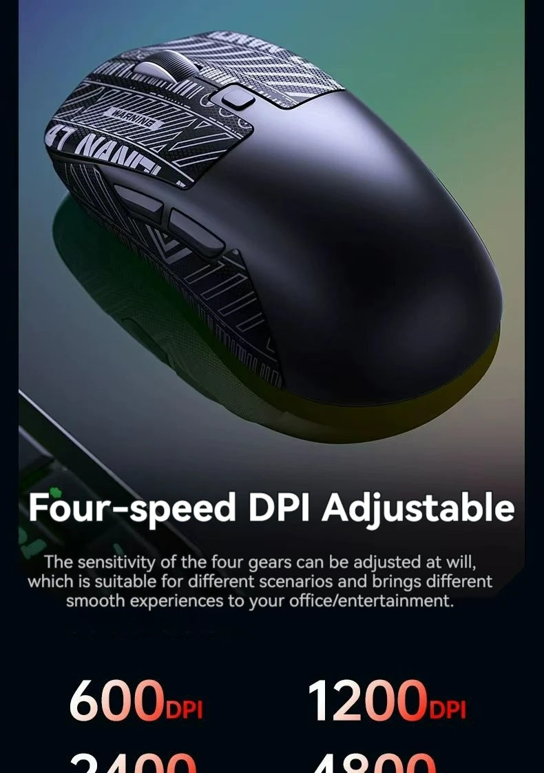 PMW3325 Wireless Tri-Mode Connection Mouse, Lightweight Gaming Chip, 10000DPI, 400mA Ergonomic Design, Macro Gaming, Deskto